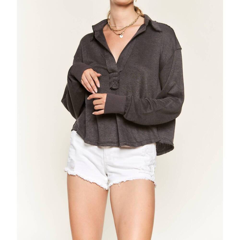 NEW JADE BY JANE can't help but miss you top in charcoal